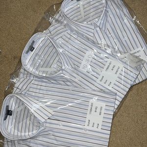 Womens Medium Regular white button shirts with stripes